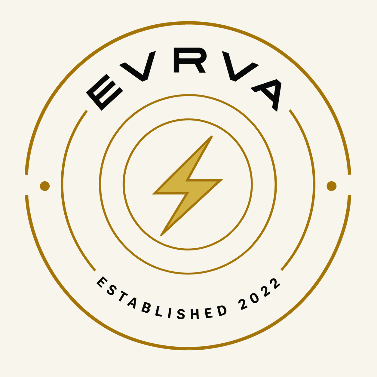 EVRVA established 2022 emblem in black and gold